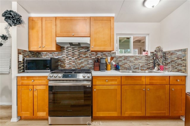 kitchen featuring stainless steel appliances, sink, and decorative backsplash