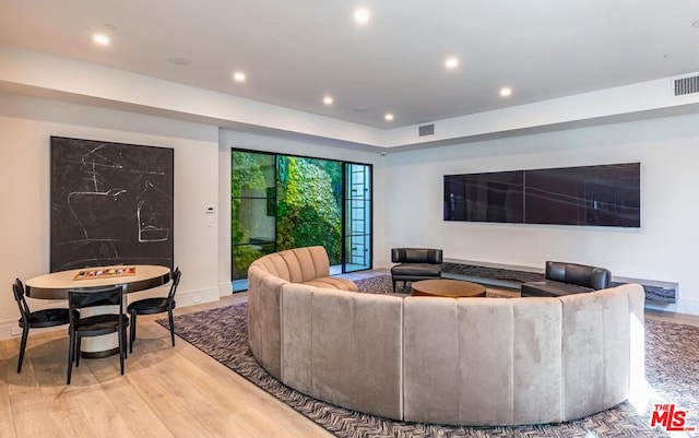 living room featuring light wood-type flooring