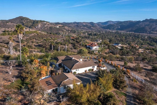 drone / aerial view with a mountain view