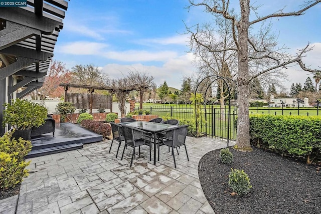 view of patio / terrace featuring a pergola