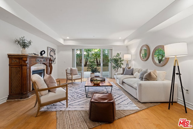 living room featuring light hardwood / wood-style flooring