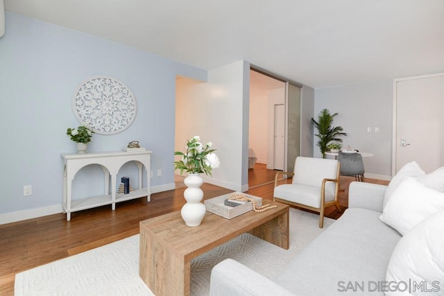 living room with hardwood / wood-style floors