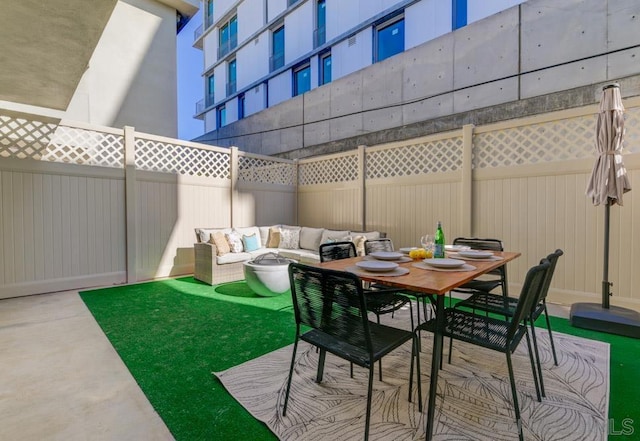 view of patio featuring an outdoor living space