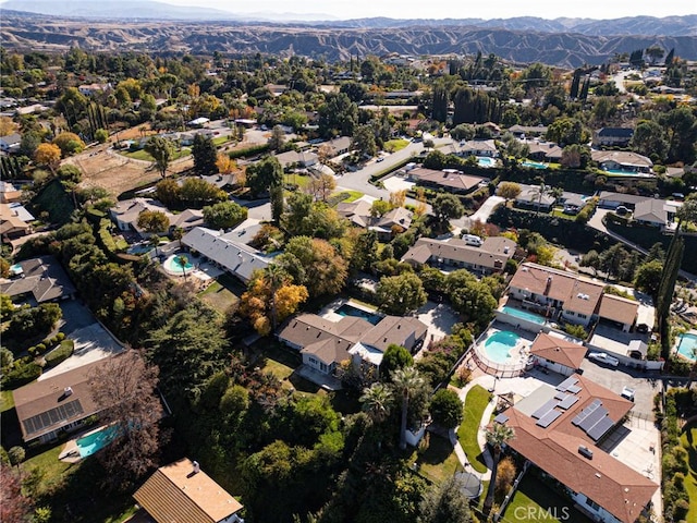 aerial view with a mountain view