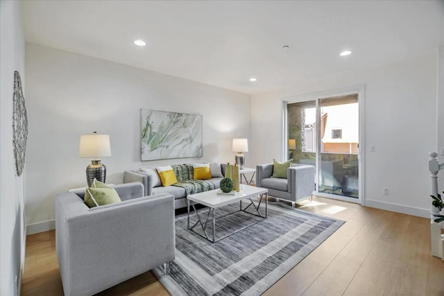 living room with light wood-type flooring