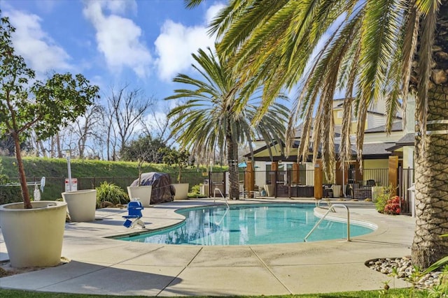 view of swimming pool with a patio