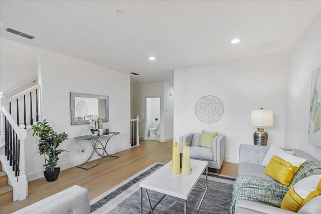 living room featuring light hardwood / wood-style floors