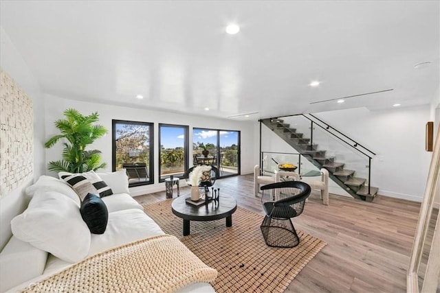 living room featuring light hardwood / wood-style flooring