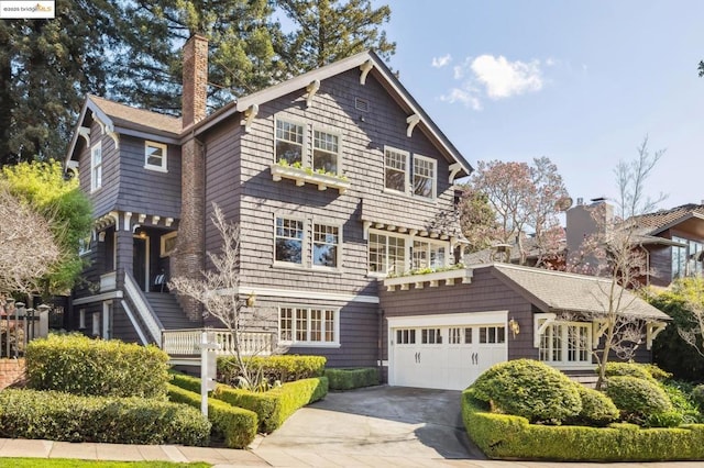 front facade with a garage