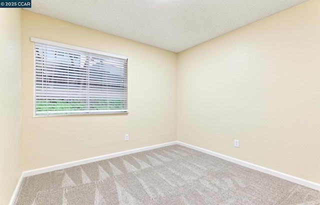 unfurnished room featuring carpet floors and a textured ceiling