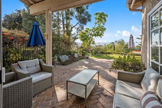 view of patio with outdoor lounge area