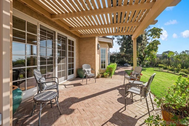 view of patio / terrace featuring a pergola