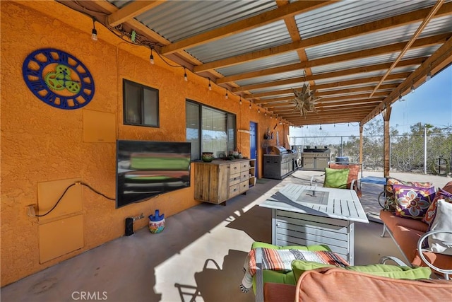 view of patio with area for grilling