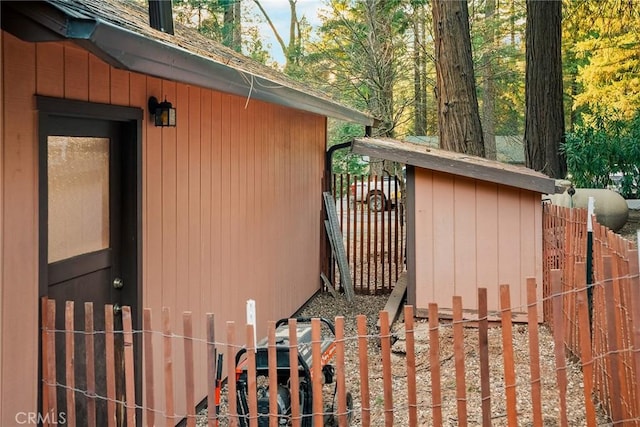 exterior space with a storage unit