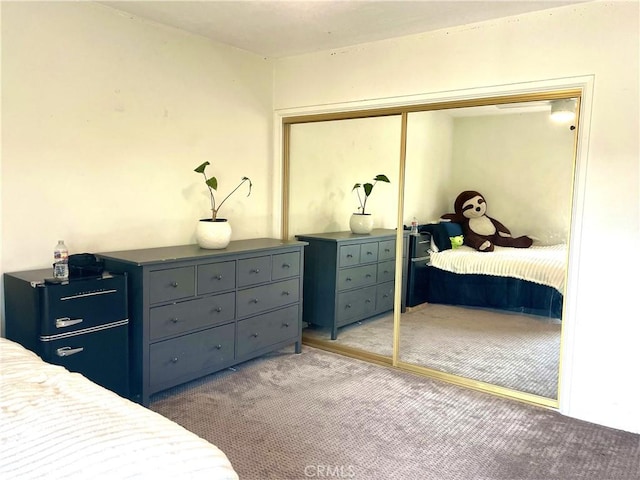 bedroom with a closet and carpet