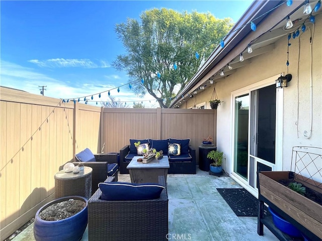 view of patio with an outdoor hangout area