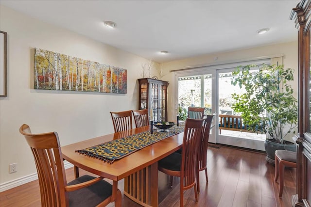 dining space featuring hardwood / wood-style floors