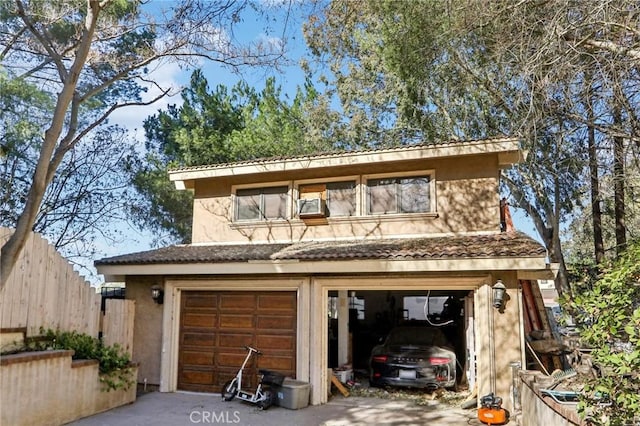 exterior space featuring a garage