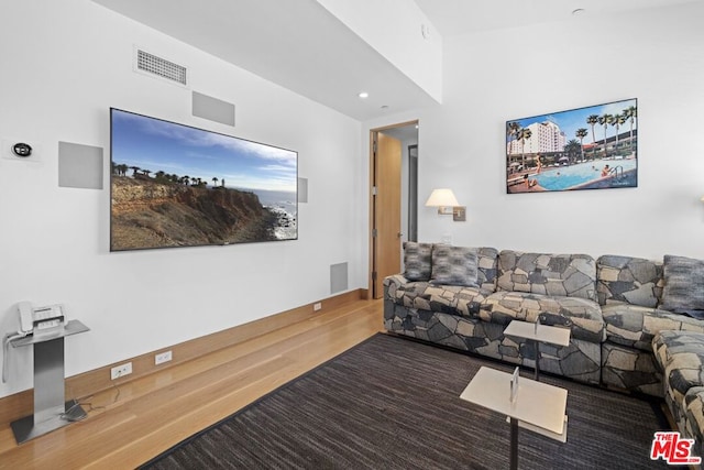 living room with wood-type flooring