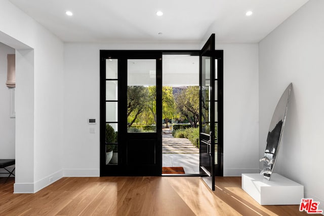 foyer featuring light wood-type flooring