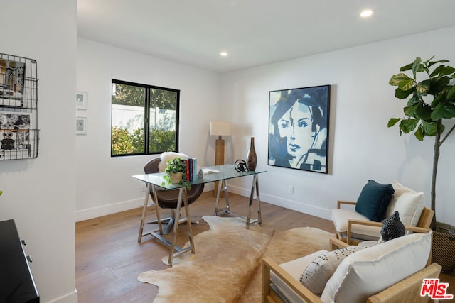 office area featuring light wood-type flooring