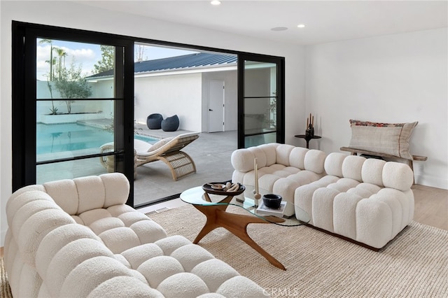 living room featuring light hardwood / wood-style floors