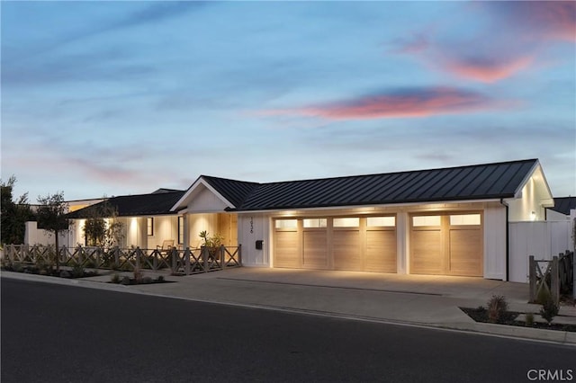 view of front of house featuring a garage