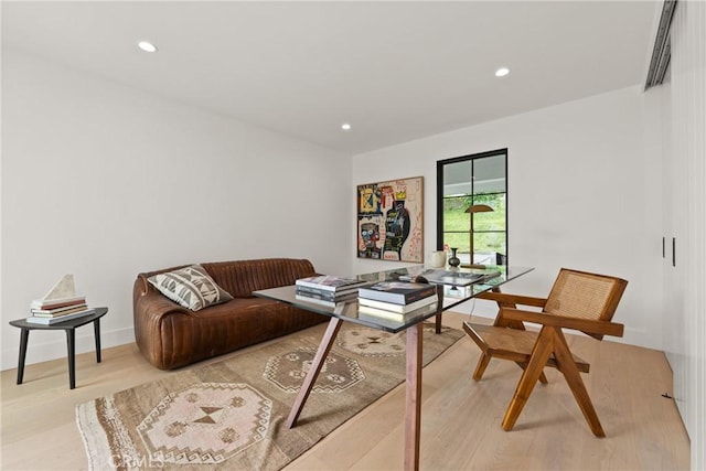 living room with light wood-type flooring