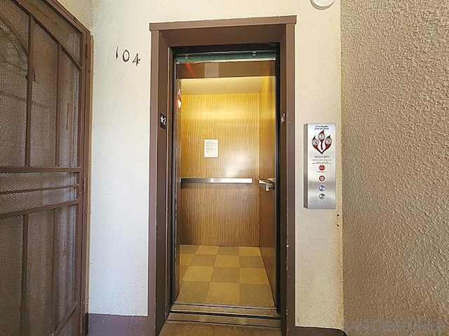 interior space with elevator