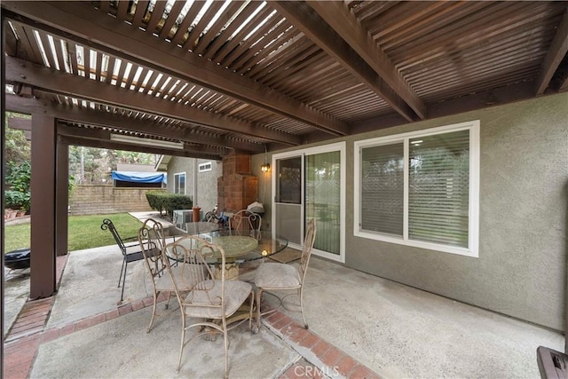 view of patio featuring a pergola