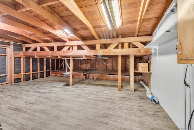 view of unfinished attic