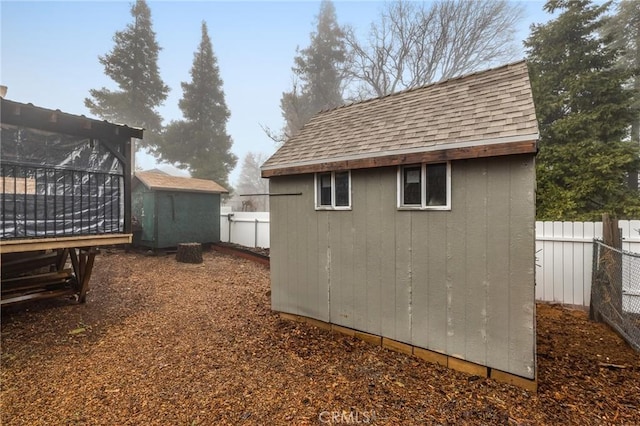 exterior space with a storage unit