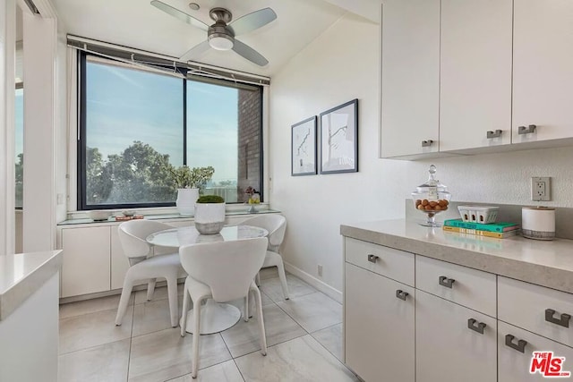 dining room with ceiling fan