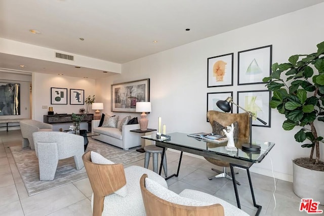 interior space featuring light tile patterned floors