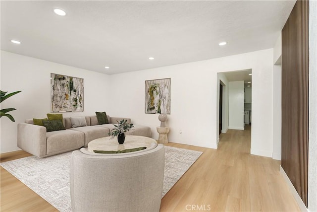 living room with light wood-type flooring