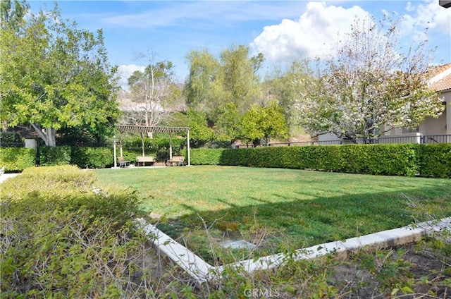 view of yard featuring a pergola