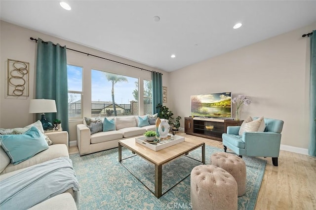 living room featuring light hardwood / wood-style flooring