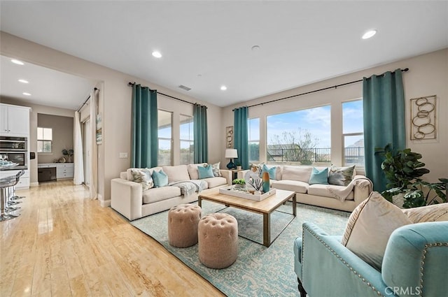 living room featuring light hardwood / wood-style flooring