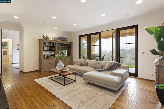 living room with light wood-type flooring