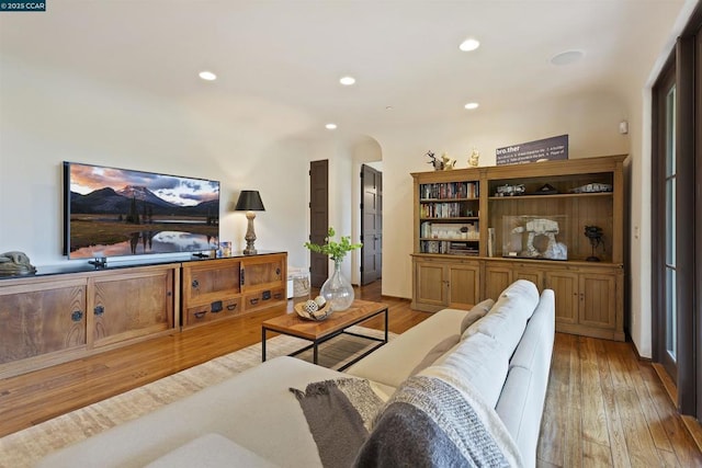 living room featuring light hardwood / wood-style flooring