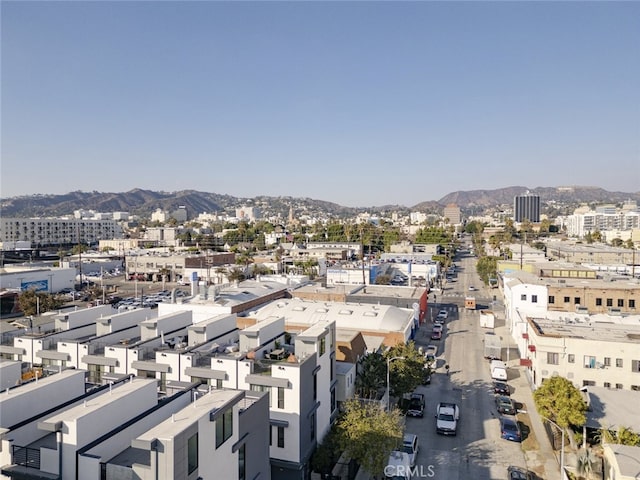 bird's eye view with a mountain view