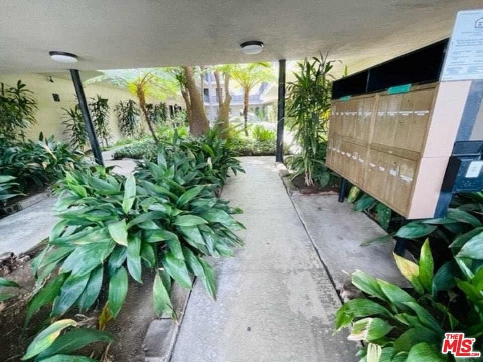 view of patio with mail boxes