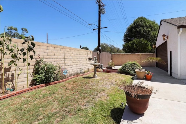 view of yard with a patio area