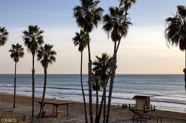 view of water feature featuring a beach view