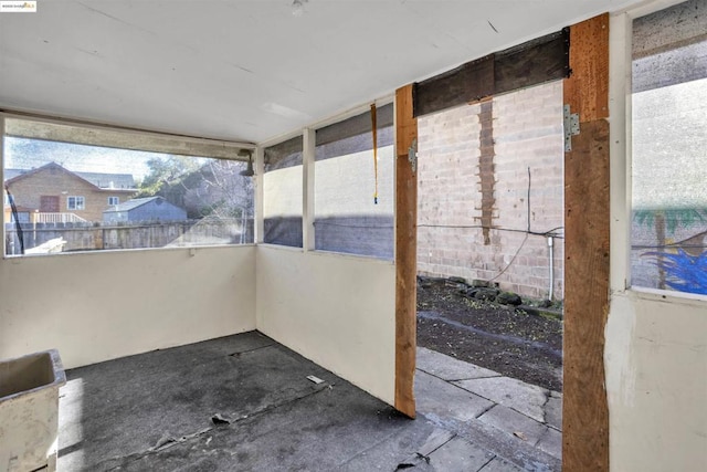 view of unfurnished sunroom