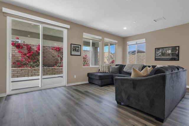 living room featuring hardwood / wood-style flooring