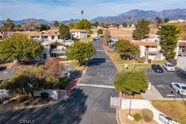 drone / aerial view with a mountain view