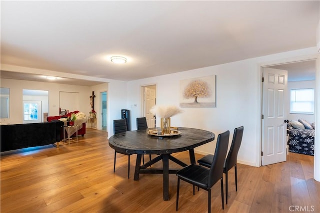 dining area featuring a healthy amount of sunlight and light hardwood / wood-style floors