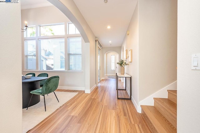 hallway featuring light hardwood / wood-style flooring