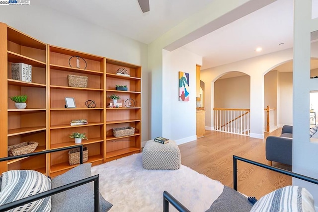 living room with light hardwood / wood-style floors